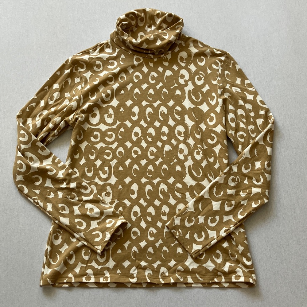 Marimekko x Uniqlo Cream and Camel Heattech Turtleneck Top